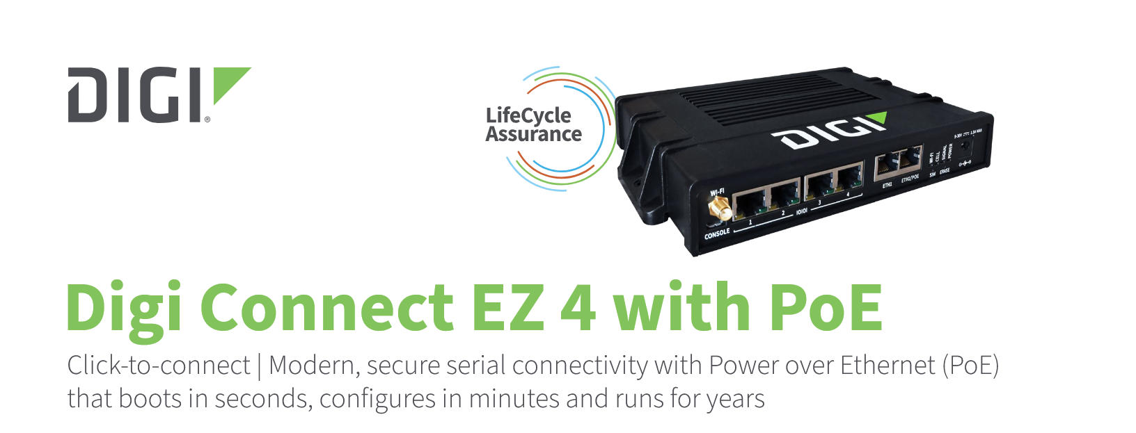 Zwiększ bezpieczeństwo połączenia szeregowego dzięki rodzinie produktów Digi Connect EZ z PoE