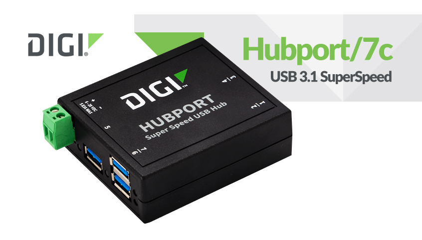 Digi Hubport/7c - przemysłowej klasy, kompaktowy koncentrator USB 3.1 SuperSpeed