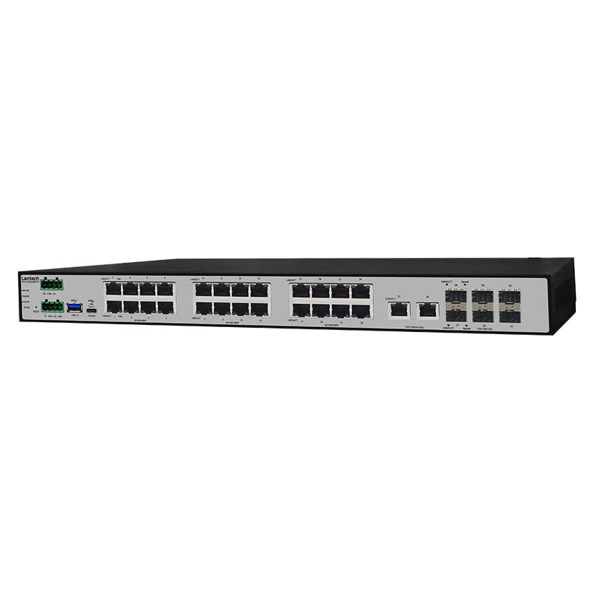 I(P)GS-R6824XFT, 24x 10/100/1000T + 2x 1G/2.5G/10G Copper + 6x 1G/2.5G/10G SFP+ Industrial L2+ Managed Ethernet Switch; DCI/ AC input models
