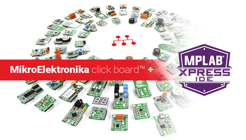 MPLAB Xpress firmy Microchip z obsługą bibliotek płytek click boards firmy Mikroelektronika